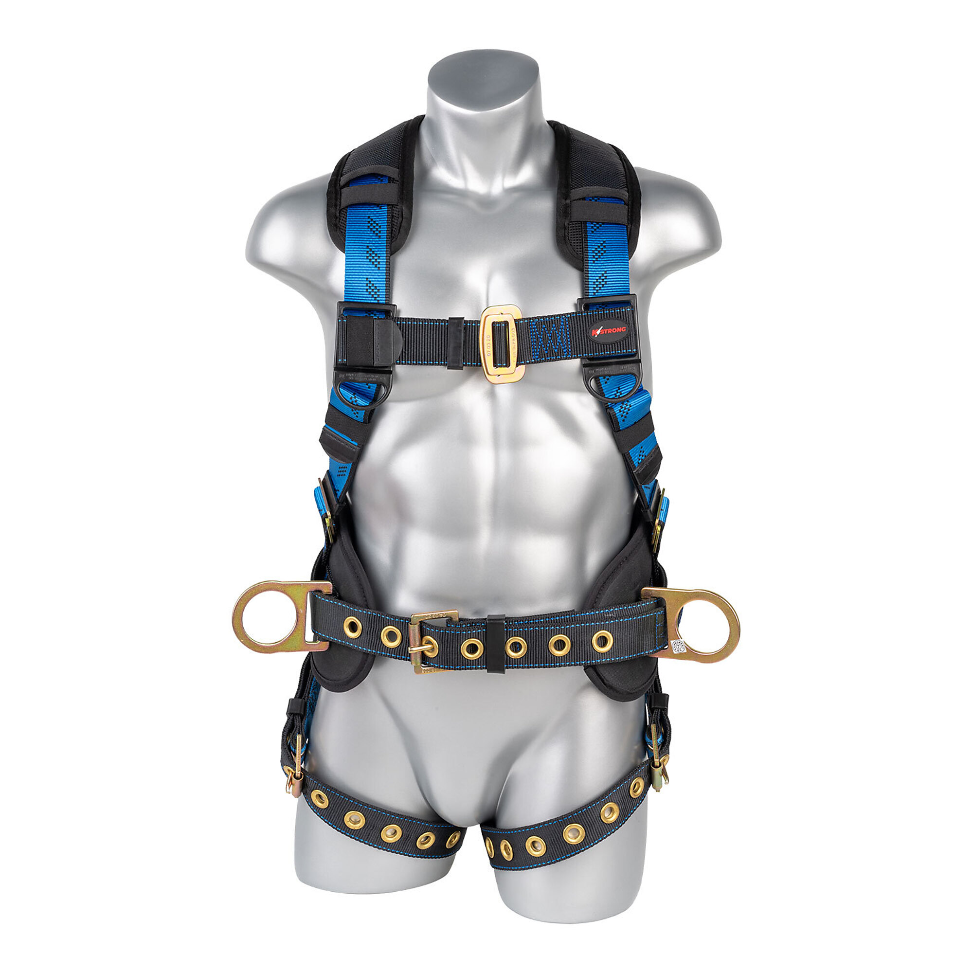 KStrong Kapture Essential+ 5-Point Full Body Harness — Back Pad, Tongue Buckle Waist Belt and Legs, Dorsal D-Ring, 2 Side D-Rings, S-M, Model# UFH16231GP-S-M